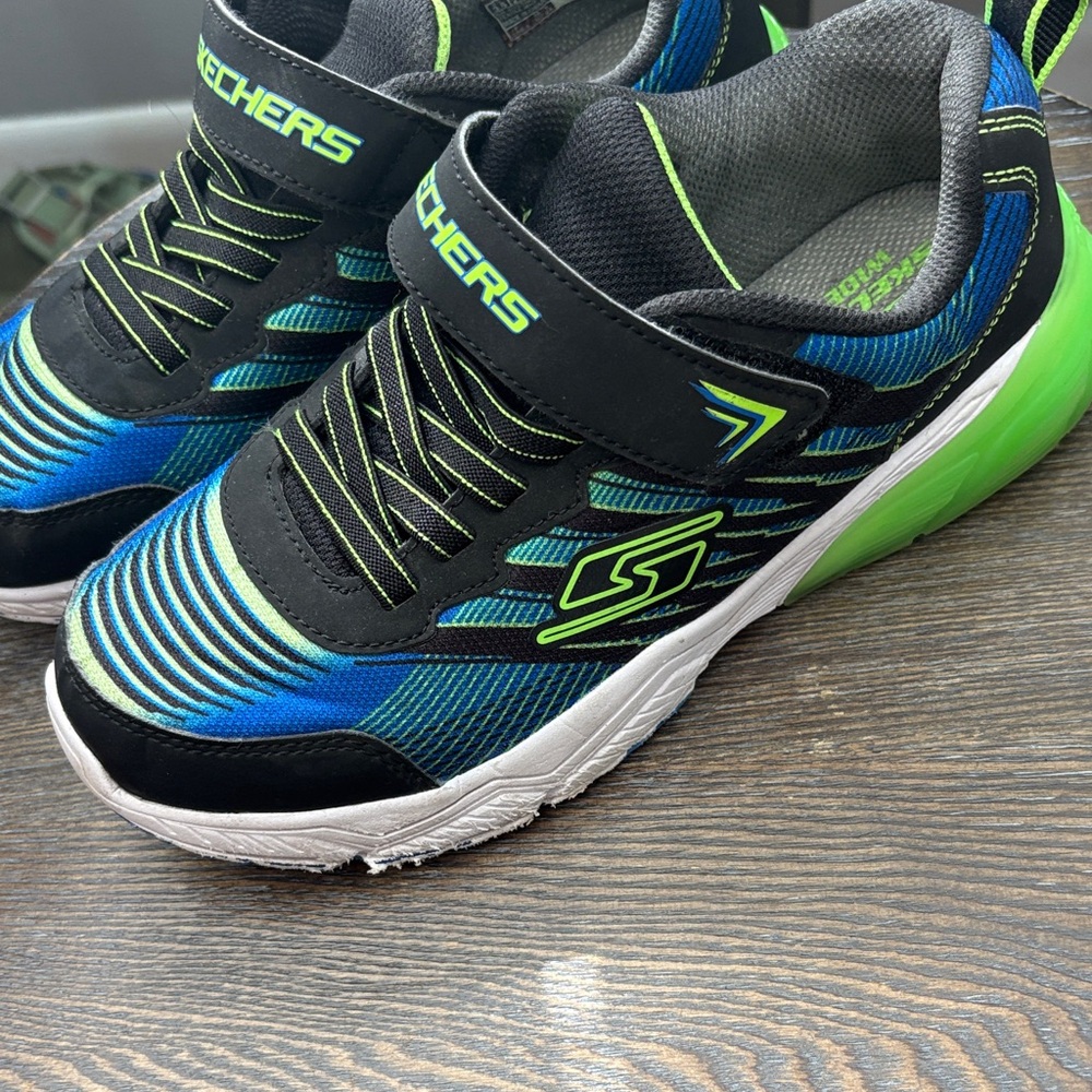 Skechers Kids' Black and Neon Green Sneakers
